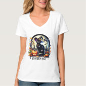 "Halloween Night Magic" Black Cat Shirt (Voorkant)