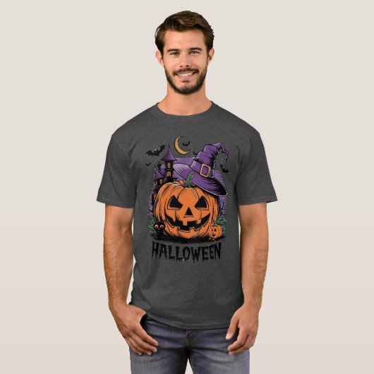 Halloween Night Magic: Jack-o'-Lantern Witch T-shirt (Voorkant volledig)