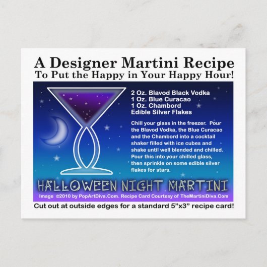 Halloween Night Martini Recept Briefkaart (Voorkant)
