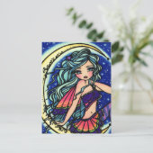 Halloween Night Moon Star Fairy Fantasy Art Girl Briefkaart (Staand voorkant)