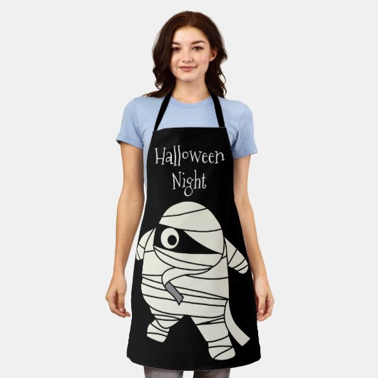 Halloween Night Mummy Black en White Schort (Gedragen)
