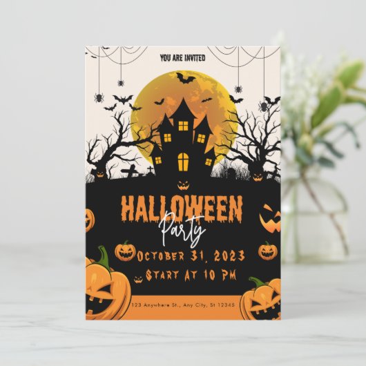 Halloween Night Party nodiging Kaart (Staand voorkant)