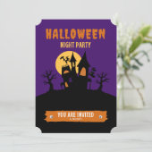 Halloween Night Party nodigt uit Kaart (Staand voorkant)