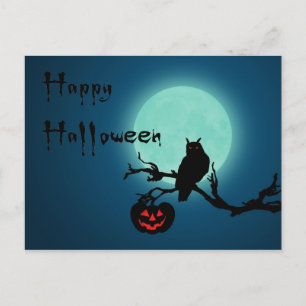 Halloween Night Pumpkin Owl Briefkaart