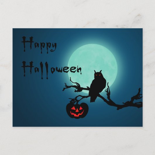 Halloween Night Pumpkin Owl Briefkaart (Voorkant)