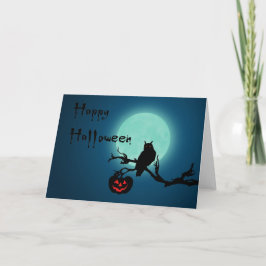 Halloween Night Pumpkin Owl Kaart