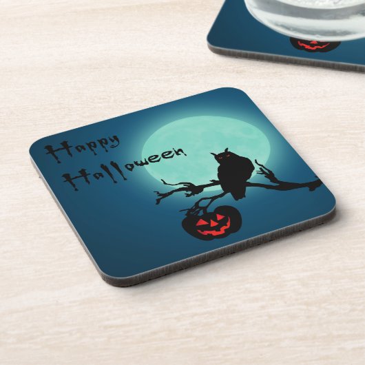 Halloween Night Pumpkin Owl Onderzetter (Linkerzijde)