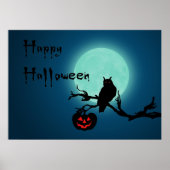 Halloween Night Pumpkin Owl Poster (Voorkant)