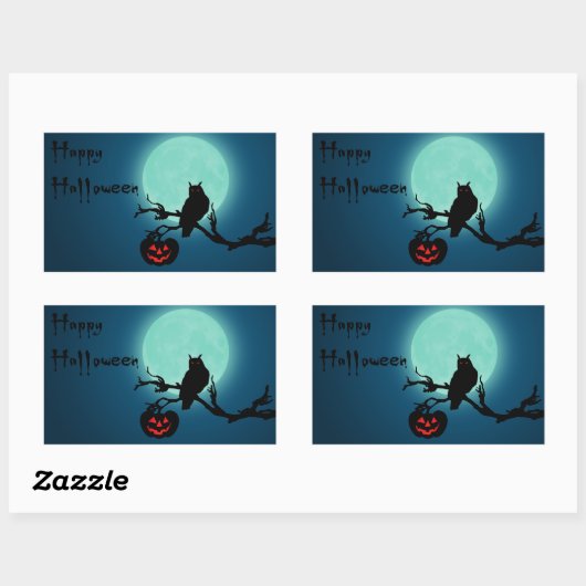 Halloween Night Pumpkin Owl Rechthoekige Sticker (Vel)