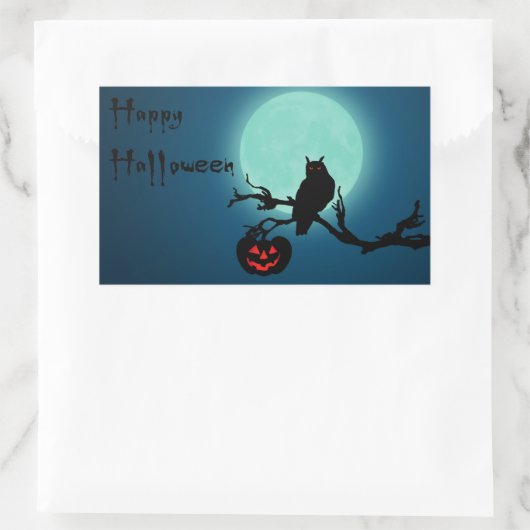 Halloween Night Pumpkin Owl Rechthoekige Sticker (Tas)
