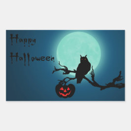 Halloween Night Pumpkin Owl Rechthoekige Sticker