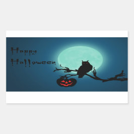 Halloween Night Pumpkin Owl Rechthoekige Sticker