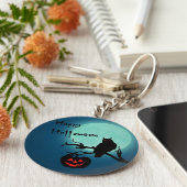 Halloween Night Pumpkin Owl Sleutelhanger (Zijkant)