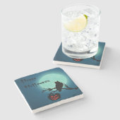 Halloween Night Pumpkin Owl Stenen Onderzetter (Zijkant)