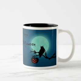 Halloween Night Pumpkin Owl Tweekleurige Koffiemok