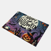 Halloween Night Pumpkins, Skulls & Haunted House Deurmat (Schuin)