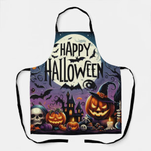 Halloween Night Pumpkins, Skulls & Haunted House Schort