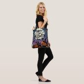 Halloween Night Pumpkins, Skulls & Haunted House Tote Bag (Op model)