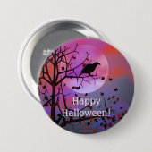 Halloween Night Raven in Tree Ronde Button 7,6 Cm (Voorkant /achterkant)
