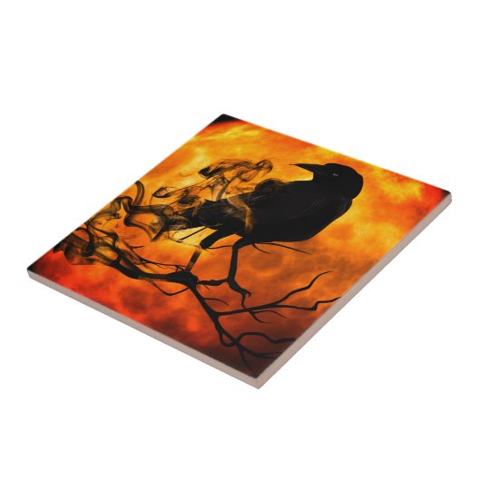 Halloween night raven tegeltje (Zijkant)