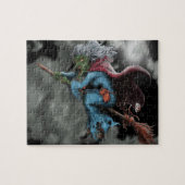 Halloween Night Scary Flying Witch Skull Legpuzzel (Horizontaal)