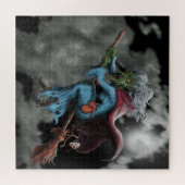 Halloween Night Scary Flying Witch Skull Legpuzzel (Horizontaal)