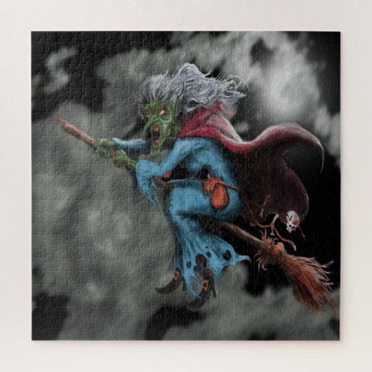 Halloween Night Scary Flying Witch Skull Legpuzzel (Verticaal)