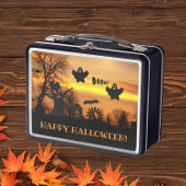 Halloween Night Scary Ghosts and Bats Scene