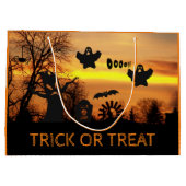 Halloween Night Scary Ghosts and Bats Scene Groot Cadeauzakje (Achterkant)