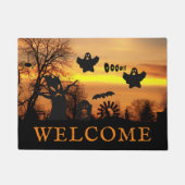 Halloween Night Scary Ghosts and Bats Welcome Deurmat (Voorkant)