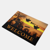 Halloween Night Scary Ghosts and Bats Welcome Deurmat (Schuin)