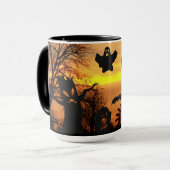 Halloween Night Scary Ghosts en vleermuizen Mok (Voorkant links)