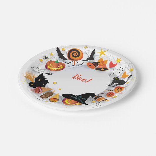 Halloween Night Selebration, Carnival, Trendy Papieren Bordje (Gekanteld)