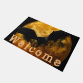 Halloween Night Sky Big Bat & Moon Decor 'Welkom' Deurmat (Schuin)