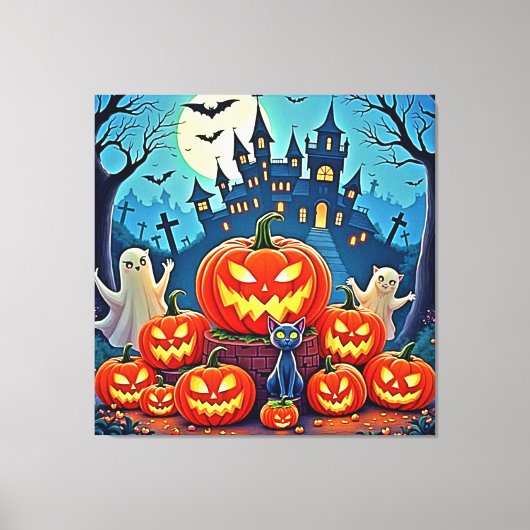 Halloween Night: Spooky Fun Art Canvas Afdruk (Voorkant)