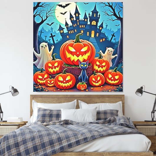 Halloween Night: Spooky Fun Art Canvas Afdruk (Insitu (Slaapkamer))