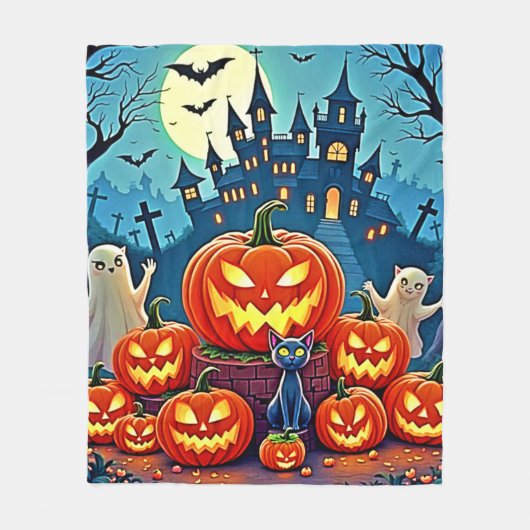 Halloween Night: Spooky Fun Art Fleece Deken (Voorkant)