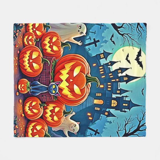 Halloween Night: Spooky Fun Art Fleece Deken (Voorkant (Horizontaal))