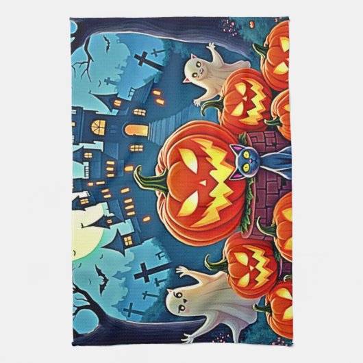 Halloween Night: Spooky Fun Art Theedoek (Verticaal)