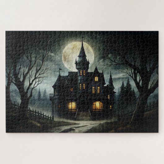 Halloween Night Spooky Haunted Gothic Mansion Legpuzzel (Horizontaal)