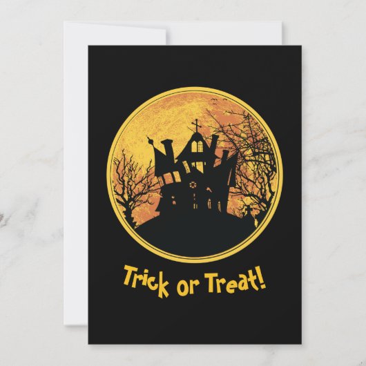 Halloween Night Trick or treat Full Moon House Kaart (Voorkant)