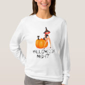 Halloween Night Witch Pumpkin Lange T-Shirt (Voorkant)