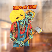 Halloween Night Zombie Full Moon Trick of Treat Raamsticker (Vel 2)