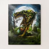 Halloween Night Zombie Rising Full Moon Graveyard Legpuzzel (Verticaal)