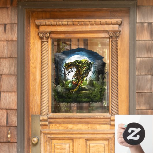 Halloween Night Zombie Rising Full Moon Graveyard Raamsticker (Huis Deur)