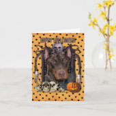 Halloween Nightmare - Doberman - Rocky Kaart (Gele Bloem)