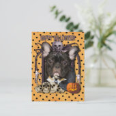 Halloween Nightmare - French Bulldog - Blauwgroen Briefkaart (Staand voorkant)