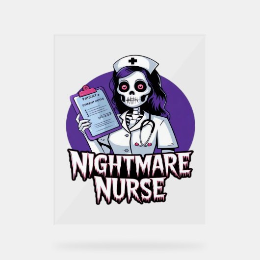 Halloween Nightmare Nurse Classic T-shirt Acryl Bord (Voorkant)