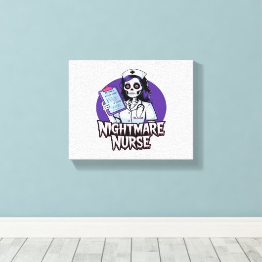 Halloween Nightmare Nurse Classic T-shirt Canvas Afdruk (Insitu (Houten vloer))