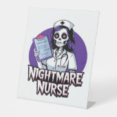 Halloween Nightmare Nurse Classic T-shirt Reclamebord Met Voetstuk (Voorkant)